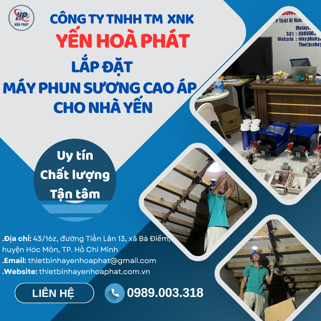Lắp đặt máy phun sương cao áp cho nhà yến 