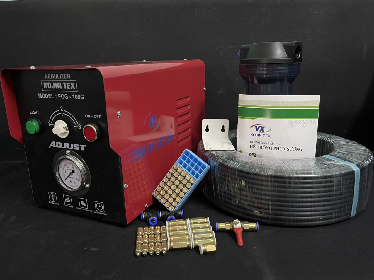 Hình ảnh Trọn bộ máy phun sương Kojin Tex 100 đầu phun giá rẻ tại TP HCM