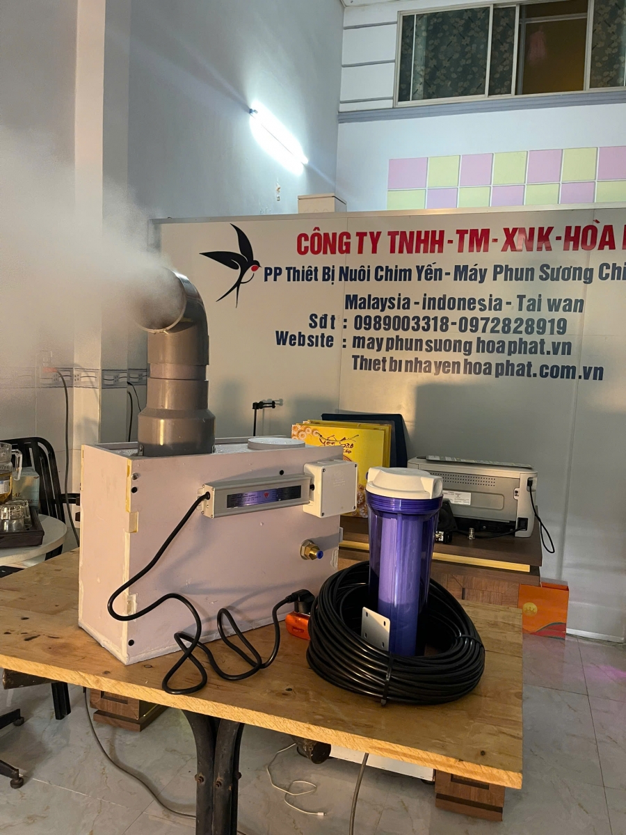 Máy phun sương tạo ẩm nhà yến Công ty Yến Hoà Phát
