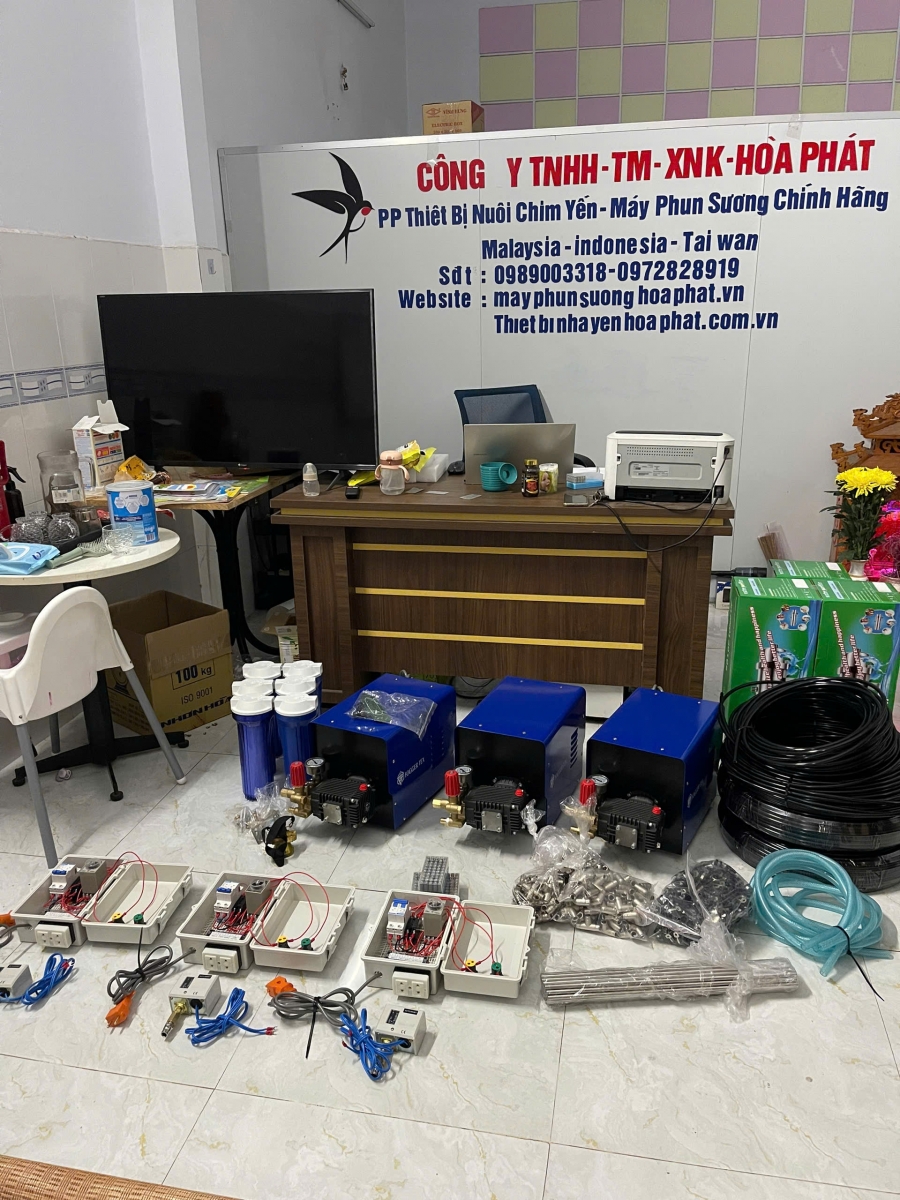 Dịch vụ lắp đặt máy phun sương cao áp cho nhà yến của công ty Yến Hòa Phát