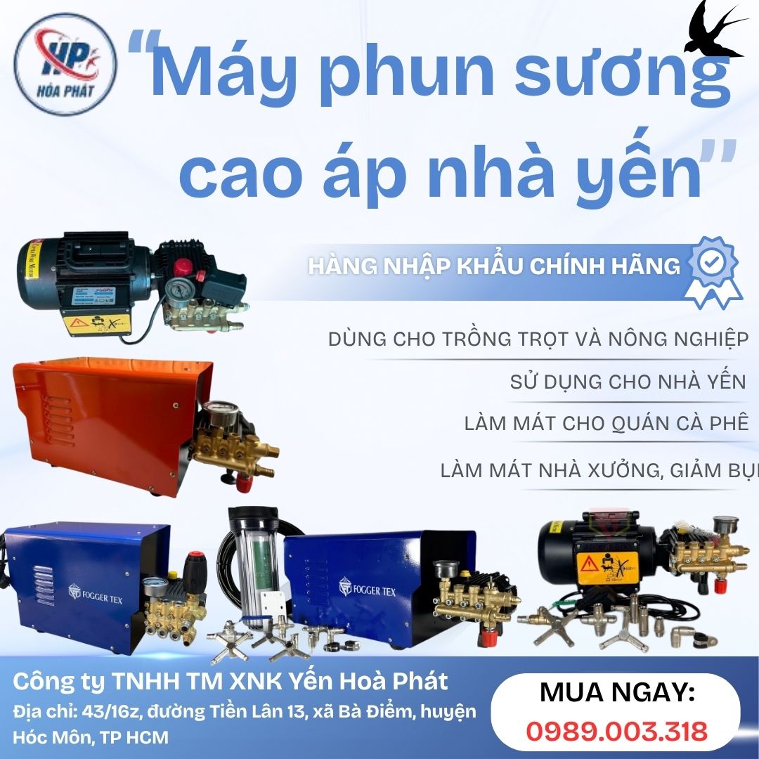 Cung cấp- lắp đặt máy phun sương cao áp nhà yến