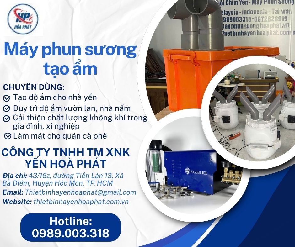 Địa chỉ cung cấp- lắp đặt máy phun sương tạo ẩm nhà yến
