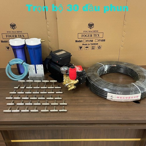 Trọn bộ máy phun sương cao áp 30 đầu phun tạo ẩm nhà yến